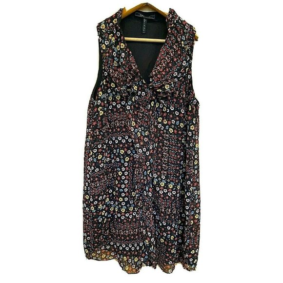 BCBG MAXAXAZRIA Size XS Shirt Dress Floral Multi-Color Print Pattern Two layers - Picture 1 of 6